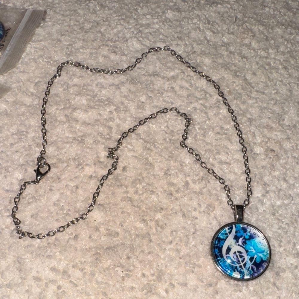 Blue and Silver Pendant Necklace